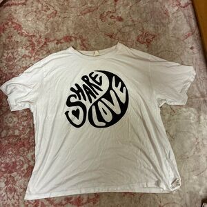 White T-Shirt with Black 'Share Love' Graphic